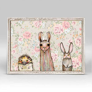 Baby Llama and Friends  Mini Framed Canvas Print by Eli Halpin