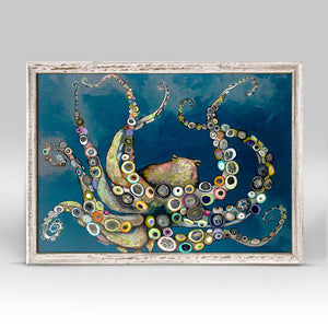 Octopus In The Deep Blue Sea Mini Framed Canvas Print by Eli Halpin