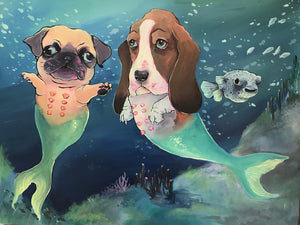 Merpuppies Print by Laura Lee Romaine