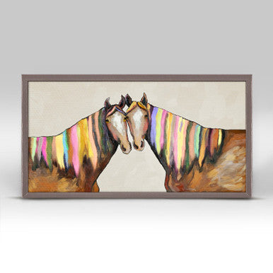 Manes of Color on Cream Mini Framed Canvas Print by Eli Halpin