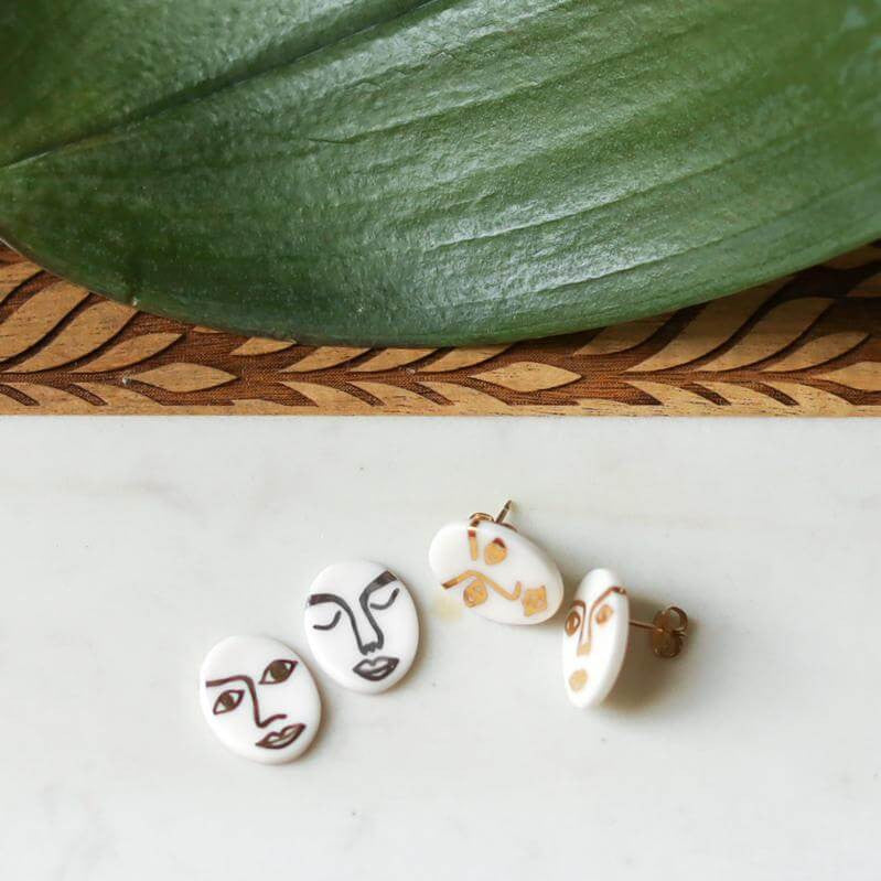 Face Stud Earrings - Barcelona Inspirada by Remnant Studios