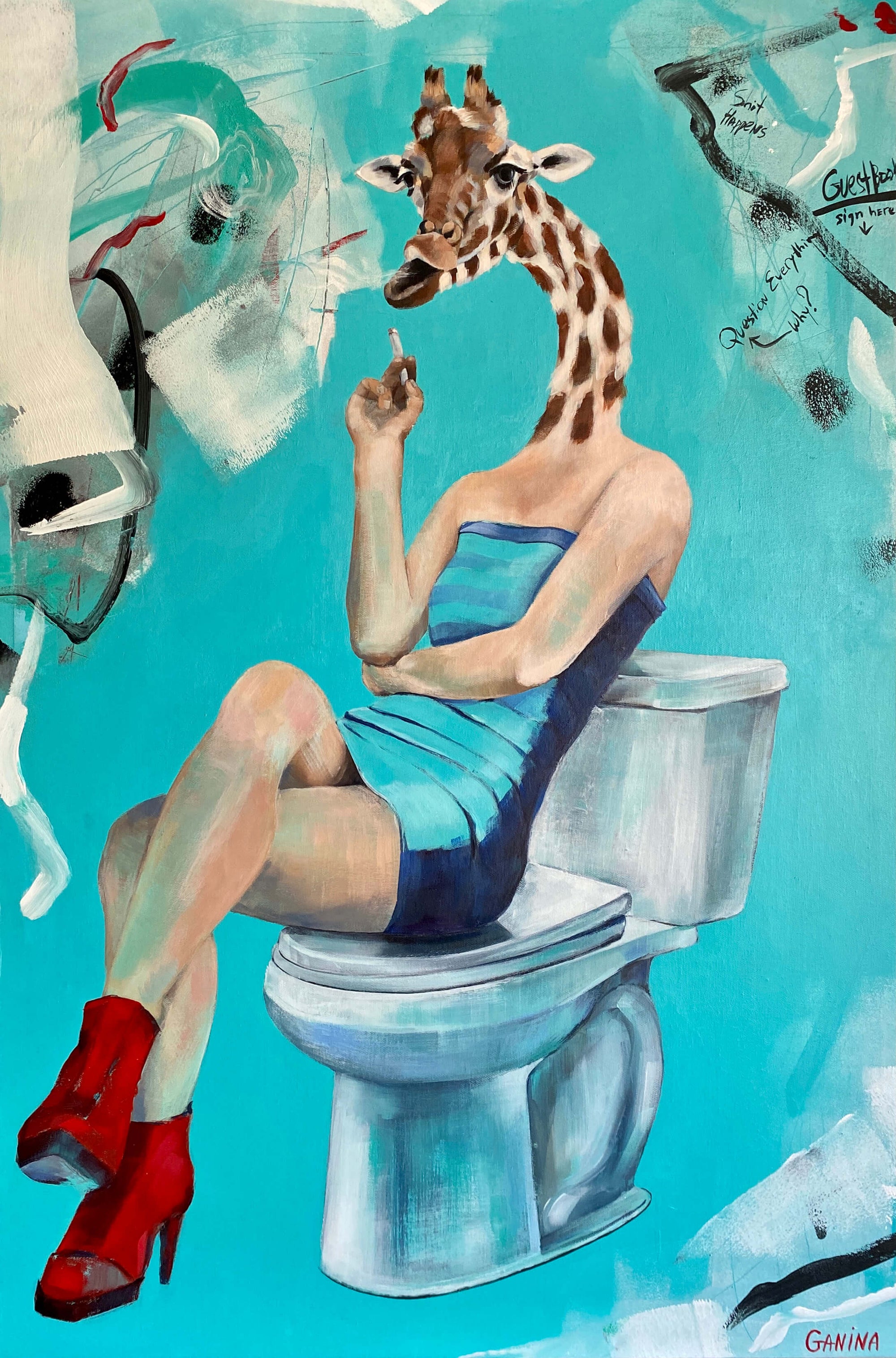 Powder Room Print by Anna Ganina