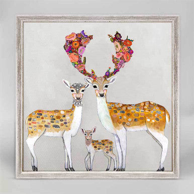 Fallow Deer Family Mini Framed Canvas in Neutral by Eli Halpin