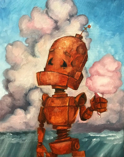 Cotton Candy Bot -Robots in Rowboats by Lauren Briere + Paper Print