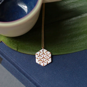 White & Gold Hexagon Necklace - Barcelona Inspirada by Remnant Studios