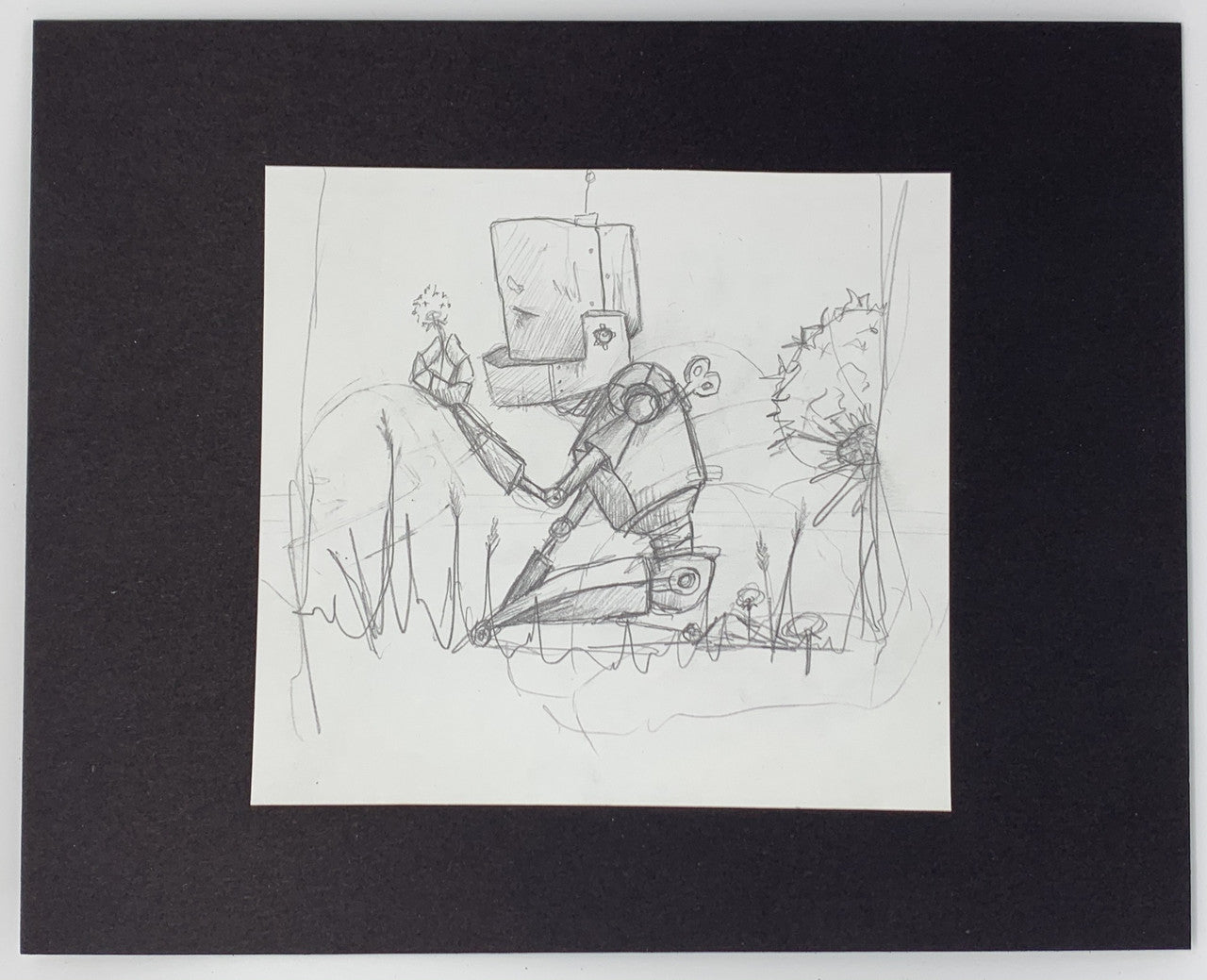 Little Moments Bot Sketch - Original Art - Robots in Rowboats by Lauren Briere