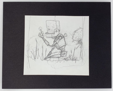 Little Moments Bot Sketch - Original Art - Robots in Rowboats by Lauren Briere