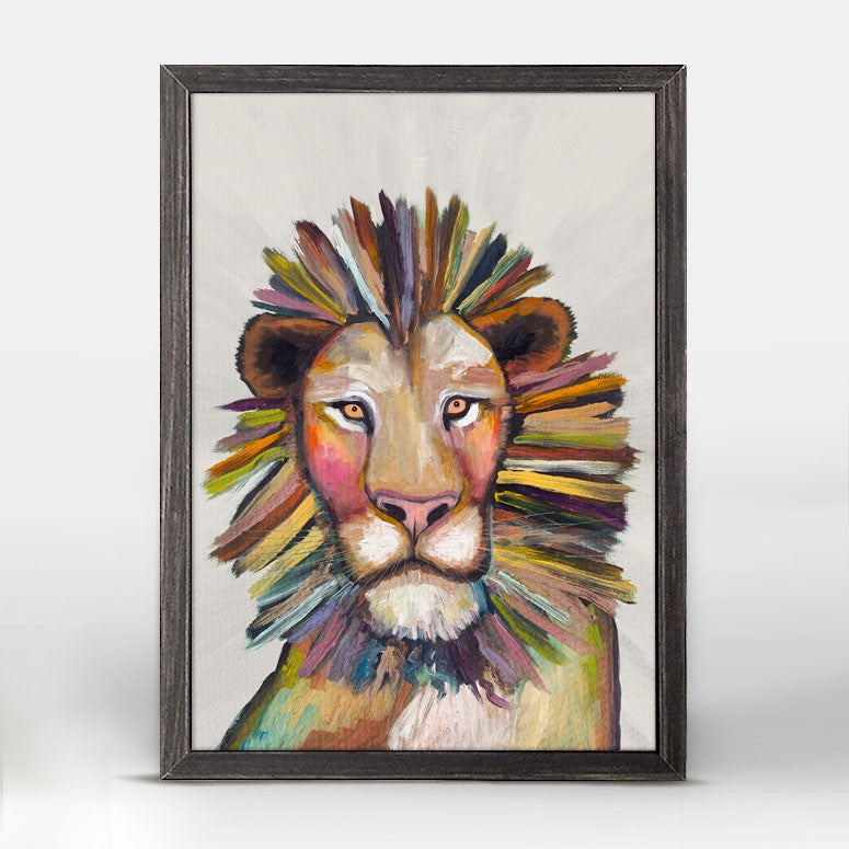 Wild Lion On Cream Mini Framed Canvas Print by Eli Halpin