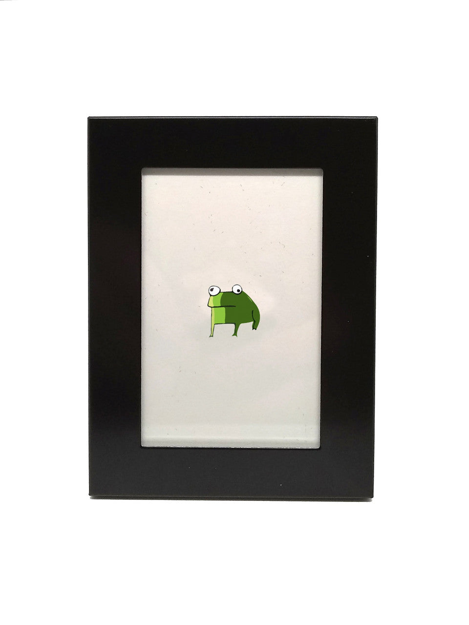 Frog Print by Elisa Wikey, framed paper mini print. Are you an ant? Or do you live in a very small house? Or perhaps you just like charming tiny things? Hurray, finally something that fits your lifestyle! This is a 2.5"x3.5" tiny framed thing, the tiniest and framiest of all the things. Comes with instructions and a Tiny Certificate of Authenticity.