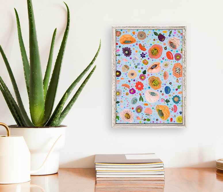 The Flowery Mini Framed Canvas Print by Eli Halpin