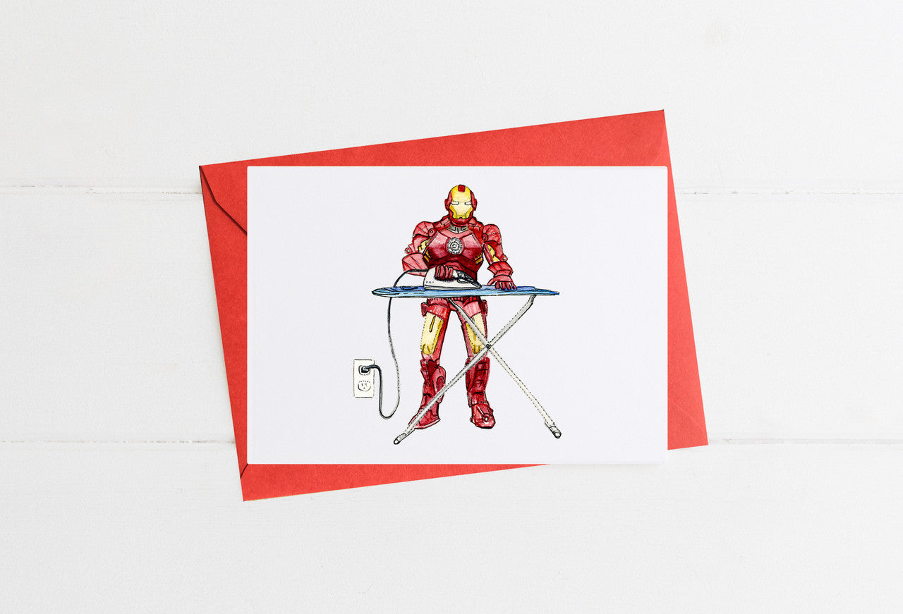 Iron Man Ironing Card by Emily Mercedes