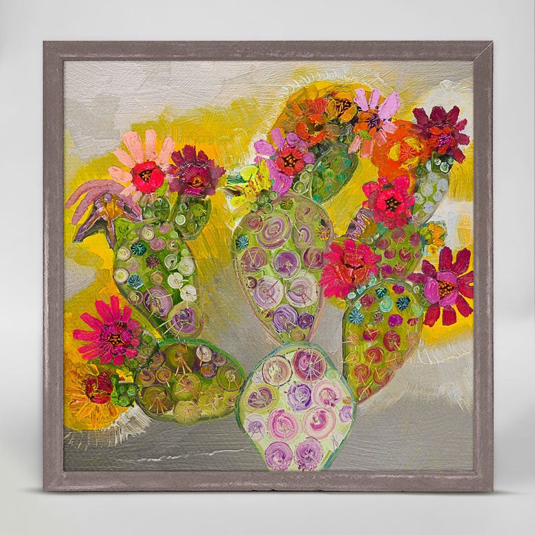 Cacti in Bloom Mini Framed Canvas Print by Eli Halpin