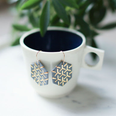 Grey Hexagon Earrings - Barcelona Inspirada by Remnant Studios