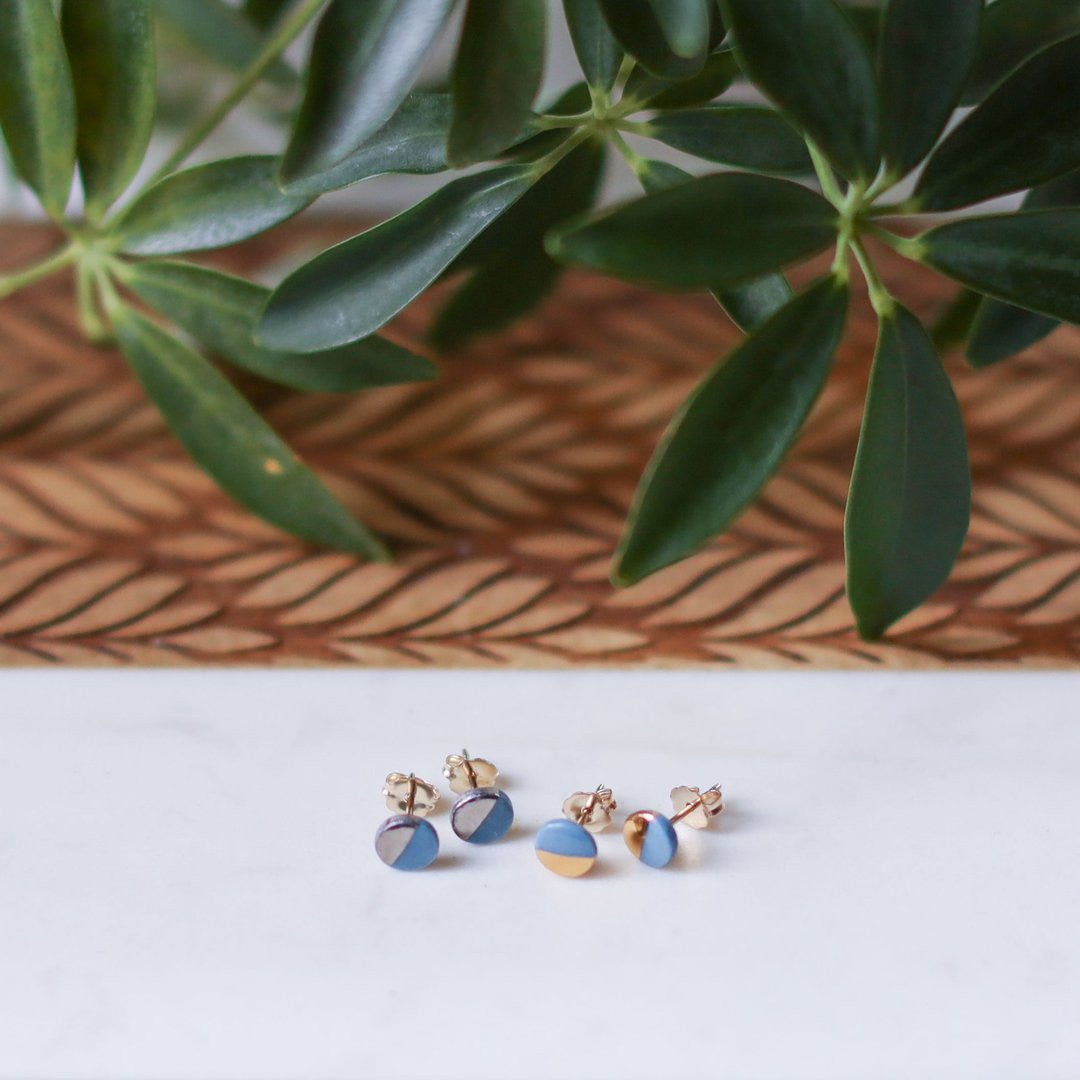 Tiny Teal Dot Studs by Remnant Studios