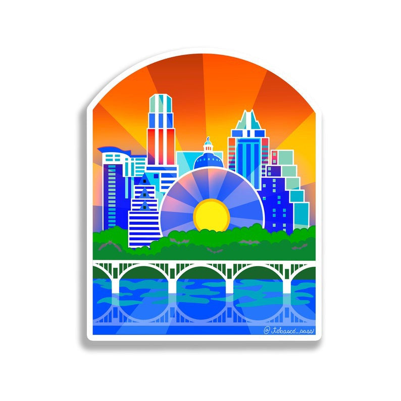 ATX Skyline Sunrise Sticker by Tabasco Sass