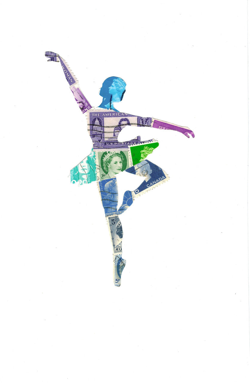 Ballerina - Postage Stamp Collage Print by Katie Conley