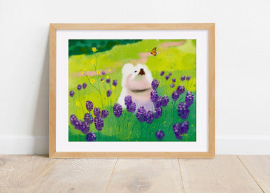 Puppy & Bluebonnets Print by  Zoee Xiao