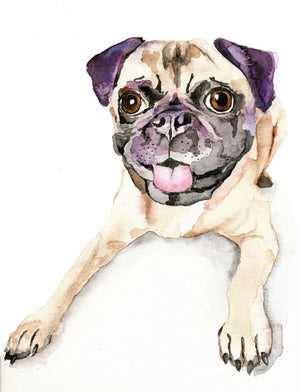 Pug Print by Kathyphantastic