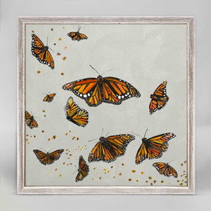 Monarchs on Silver Mini Framed Canvas Print by Eli Halpin