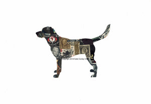 Black Lab - Postage Stamp Collage Print by Katie Conley