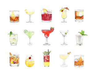 Cocktail Collection #2 Print by Emily Mercedes