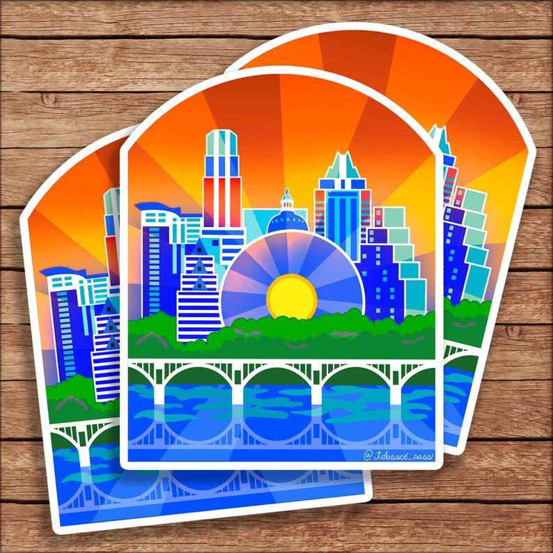 ATX Skyline Sunrise Sticker by Tabasco Sass