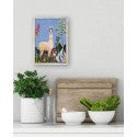 Tall Girl Mini Framed Canvas Print in Demin by Eli Halpin + Rustic Natural Frame