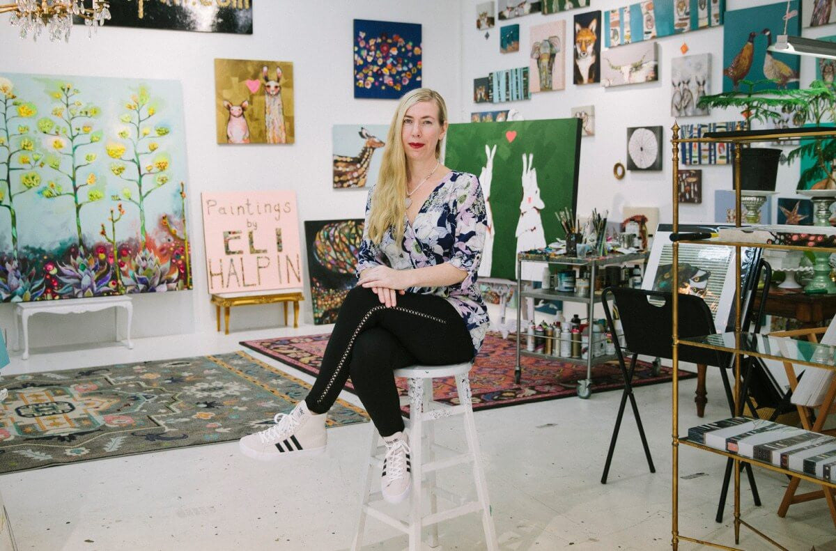 GET TO KNOW THE AUSTIN ARTIST: Eli Halpin  
Eli Halpin grew up in Alaska and now lives and paints full time in Austin Texas. Her focus is on animal face expressions while enjoying and celebrating their paws, cheeks, whiskers, claws, hooves, antlers, horns and tusks.