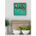 Sloths Hanging Out On Bright Teal Mini Framed Canvas Print by Eli Halpin