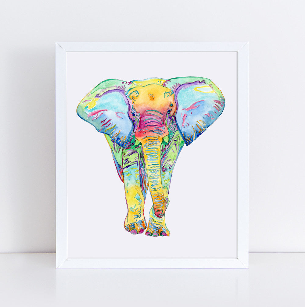 Colorful Elephant Print by Emily Mercedes