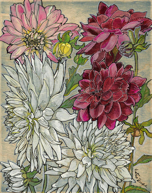 Mary's Dahlias Print by Katie Chance