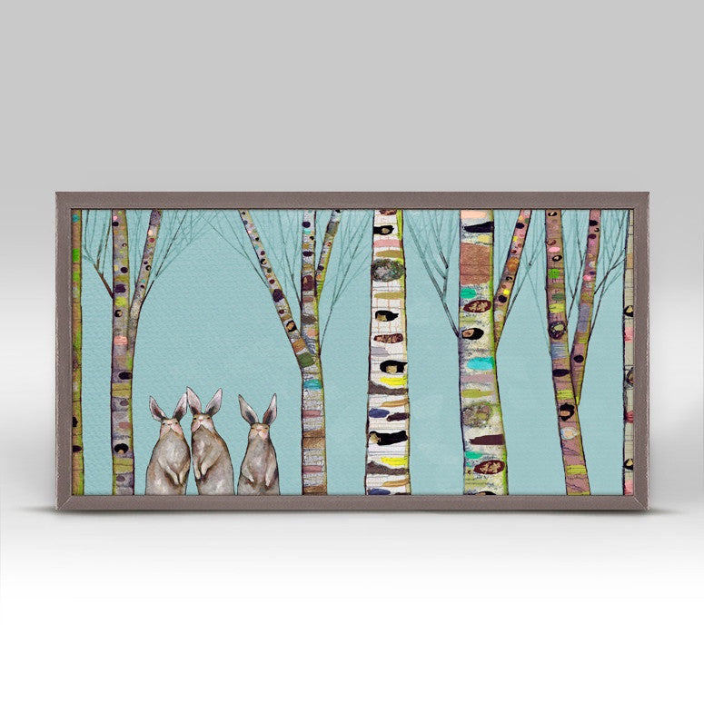 Bunnies In the Woods Mini Framed Canvas Print by Eli Halpin