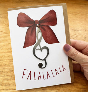 Falalalala Bow Card and Treble Clef Ornament by Authenticaa