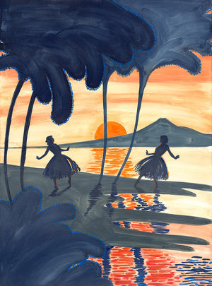 Hula at Sunset Print by Emily Mercedes