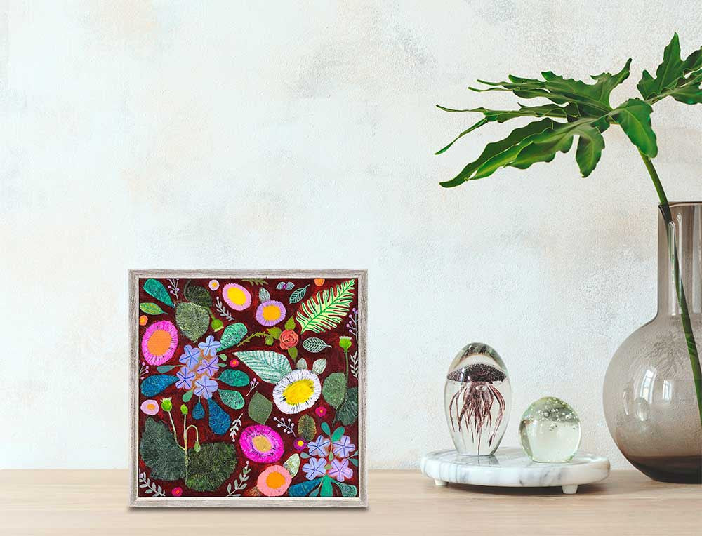 Wildflowers - Poppy Pods & Plumbago Mini Framed Canvas by Eli Halpin