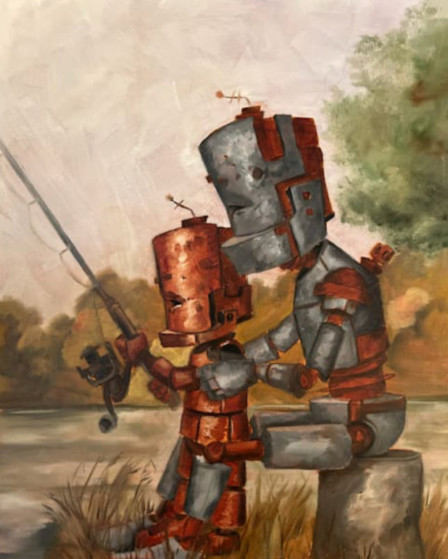 Fishing Bot - Robots in Rowboats by Lauren Briere + Paper Print