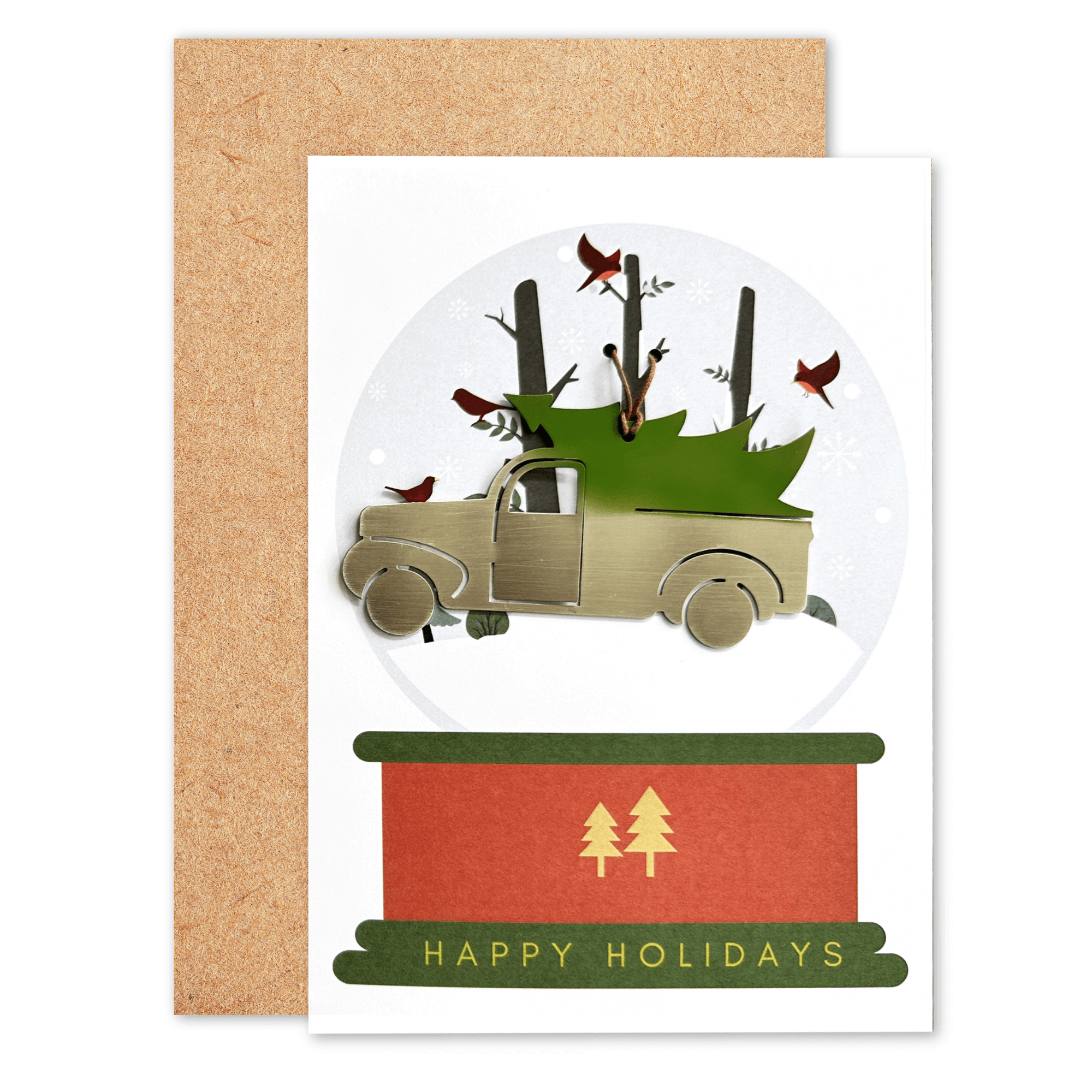 Happy Holidays Card with Vintage Truck Ornament by Authenticaa