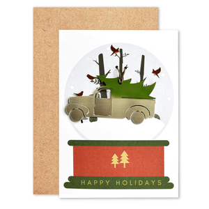 Happy Holidays Card with Vintage Truck Ornament by Authenticaa