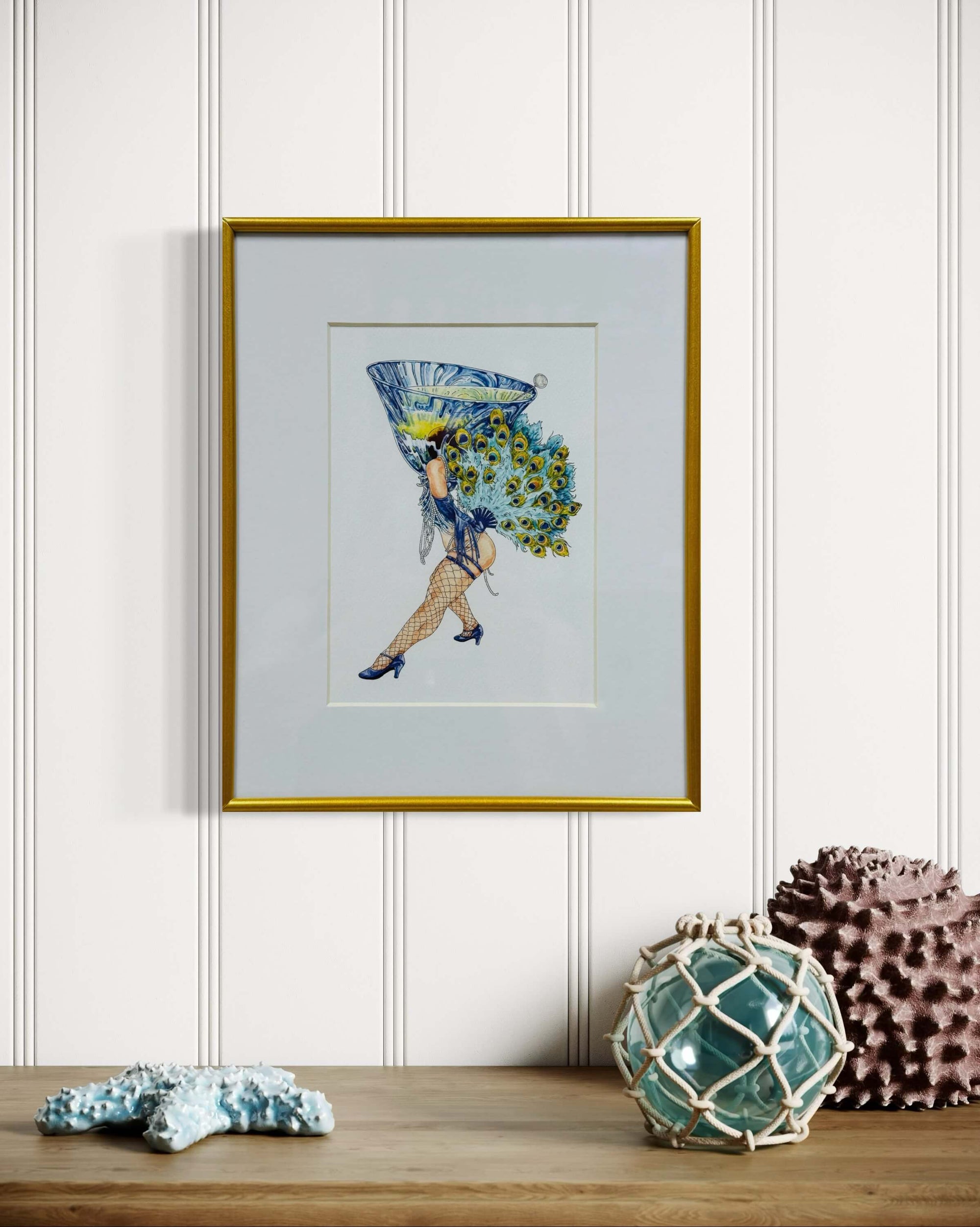 Peacock Tale Print by Maridad Studio - Framed