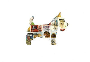 Scottie Dog Postage Stamp Collage Print by Katie Conley