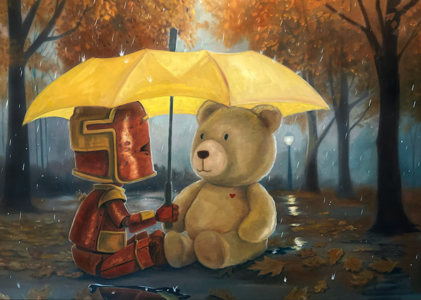 Teddy Bot - Robots in Rowboats by Lauren Briere + Paper Print