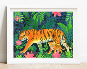 Walk with the Tigers Print by Zoee Xiao