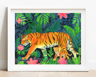 Walk with the Tigers Print by Zoee Xiao