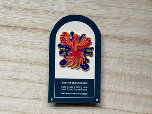 Year of the Rooster Pin by Emily Tolipova of Where’d The Wild Thing Go